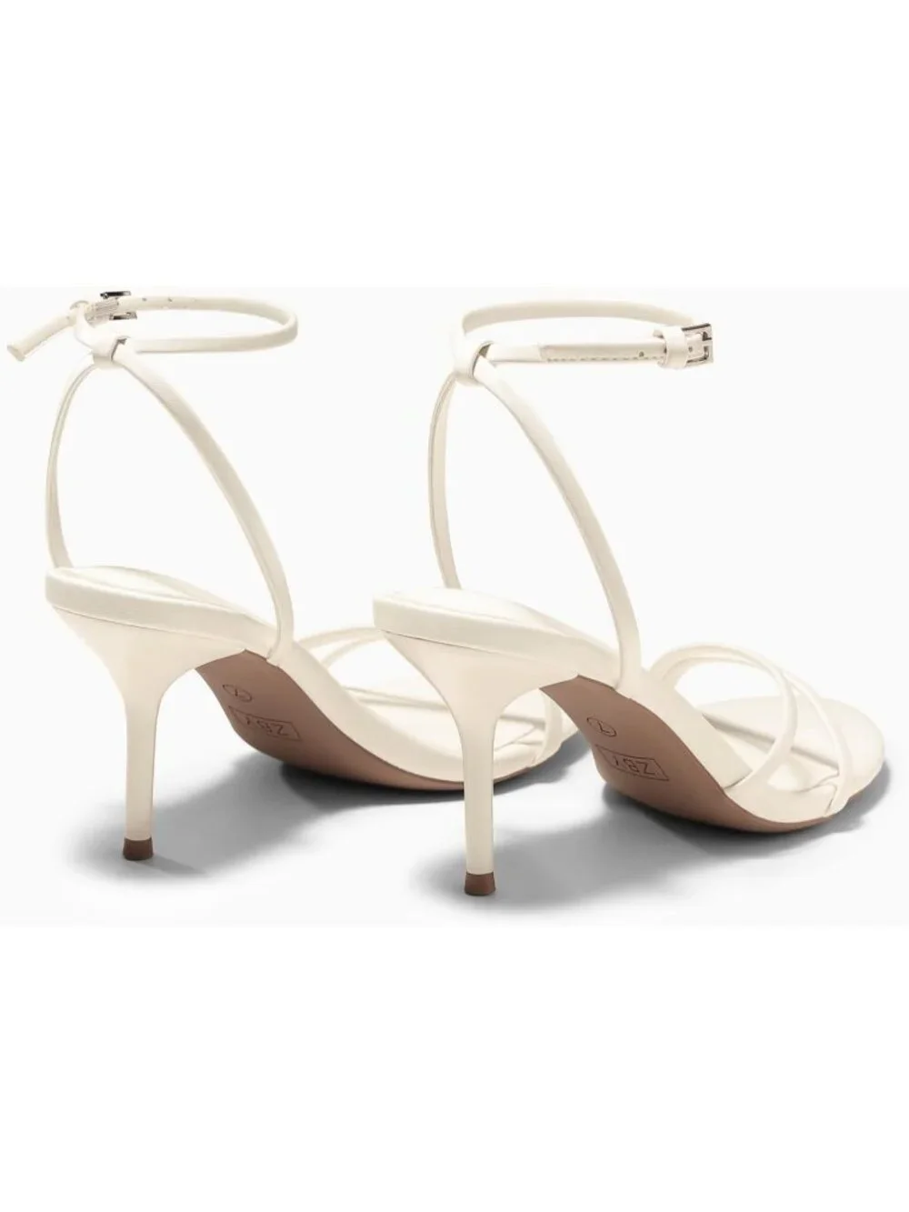 Women's Beige Strappy High Heels Sandals Open Toe Ankle Strap Summer Dress Shoes